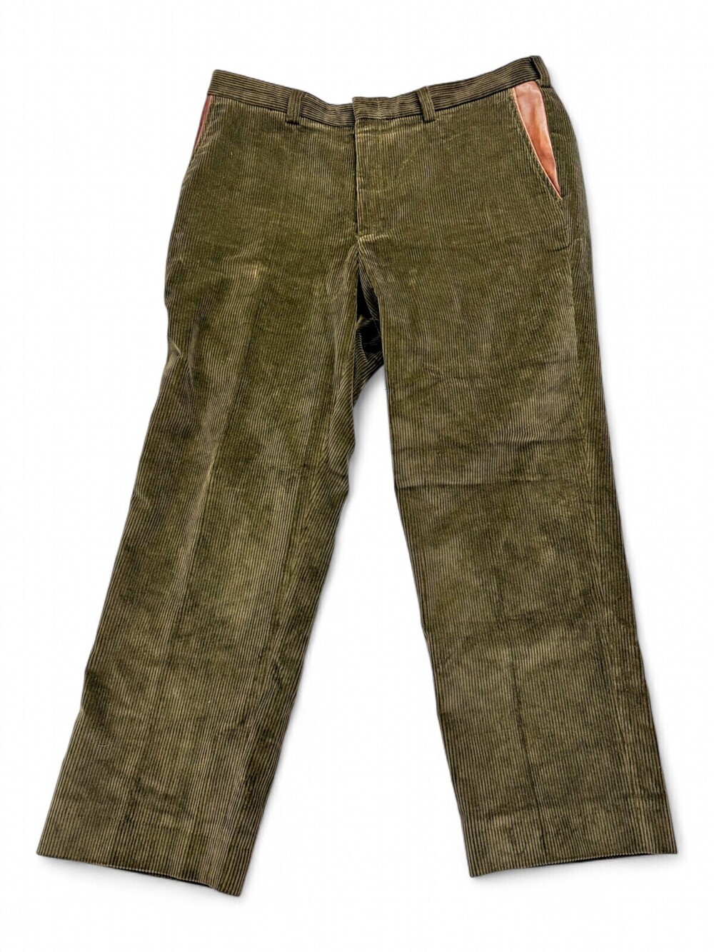 Orvis Mens Olive Green Corduroy Pants 40 Big and Tall Straight Leg Portugal